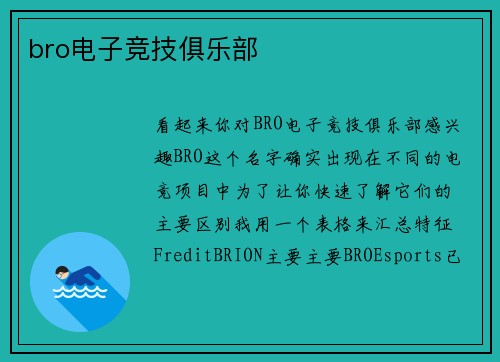 bro电子竞技俱乐部